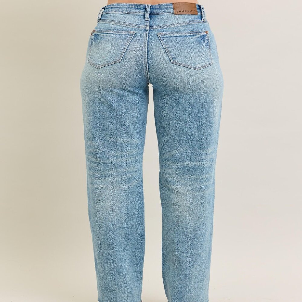 NWT Judy Blue High Waist Rigid Magic Star Shaped Destroy 90's Straight Jeans - Picture 4 of 4